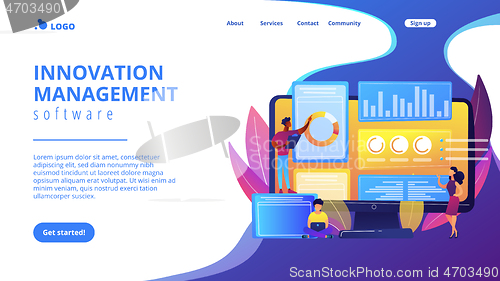 Image of Innovation management software concept landing page.