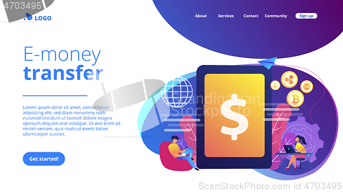 Image of Digital currency concept landing page.