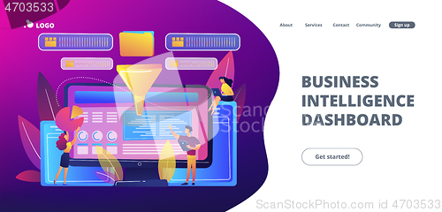 Image of Business intelligence dashboard concept landing page.