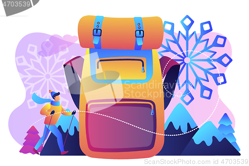 Image of Winter hiking concept vector illustration.