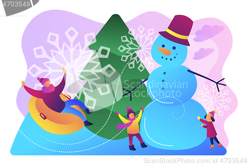 Image of Winter outdoor fun concept vector illustration.