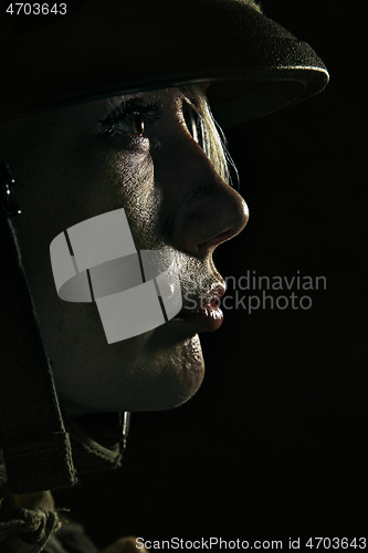 Image of Portrait of young female soldier