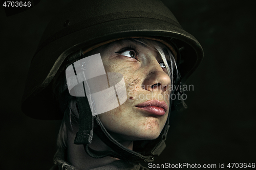 Image of Portrait of young female soldier