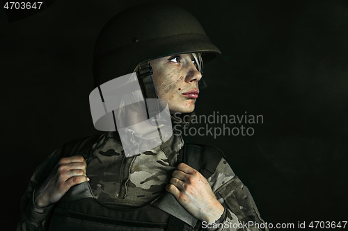 Image of Portrait of young female soldier