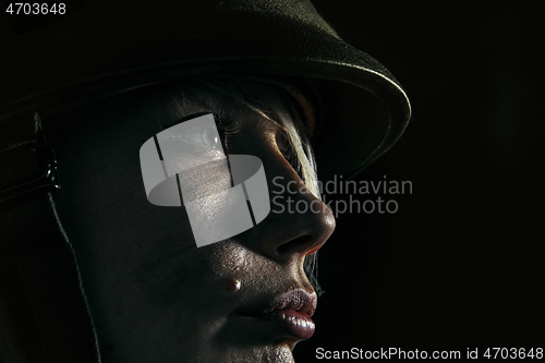 Image of Portrait of young female soldier