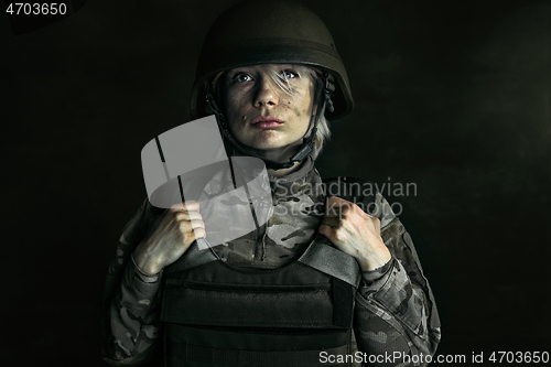 Image of Portrait of young female soldier