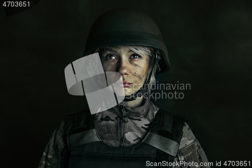 Image of Portrait of young female soldier