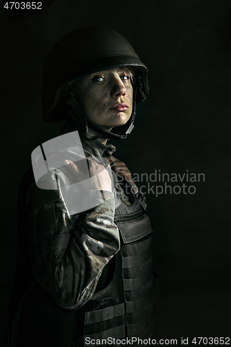 Image of Portrait of young female soldier