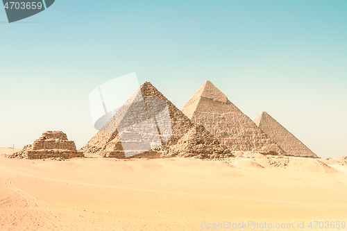 Image of Great pyramids in Giza valley, Cairo, Egypt