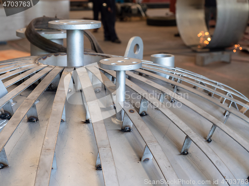 Image of Stainless steel tank under construction