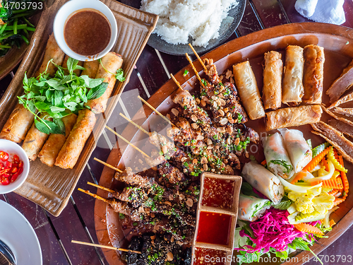 Image of Vietnamese wraps and barbecue sticks