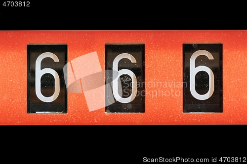 Image of 3 digit mechanical counter showing 666