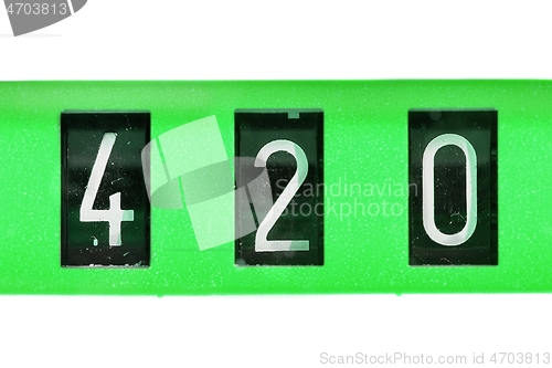 Image of 3 digit mechanical counter showing 420