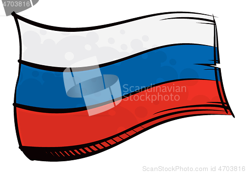 Image of Painted Russia flag waving in wind