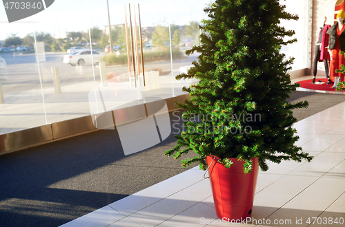 Image of Decorated Christmas tree at the entrance of the shopping mall