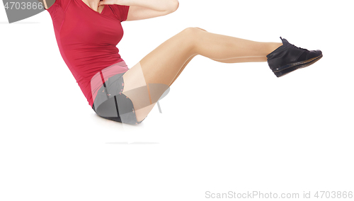 Image of Fitness woman doing sit-ups exercise 