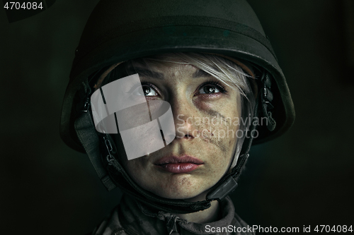 Image of Portrait of young female soldier