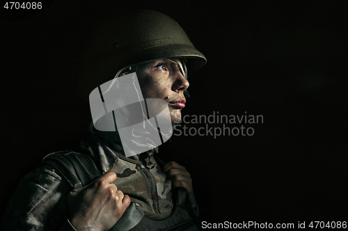 Image of Portrait of young female soldier