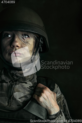 Image of Portrait of young female soldier