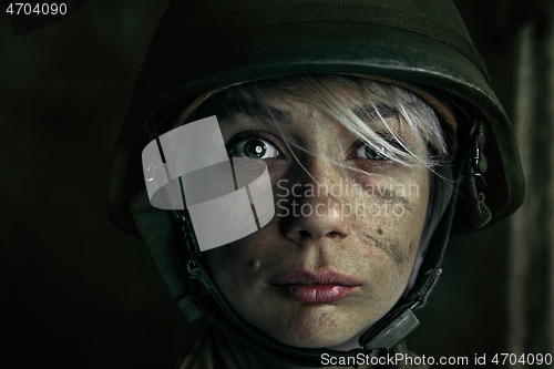 Image of Portrait of young female soldier