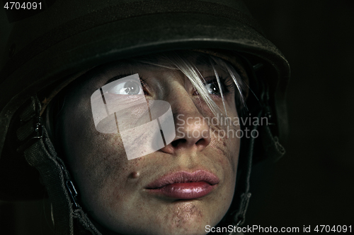 Image of Portrait of young female soldier