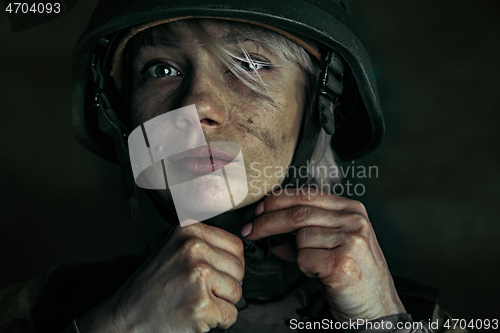 Image of Portrait of young female soldier