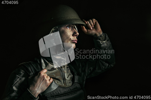 Image of Portrait of young female soldier