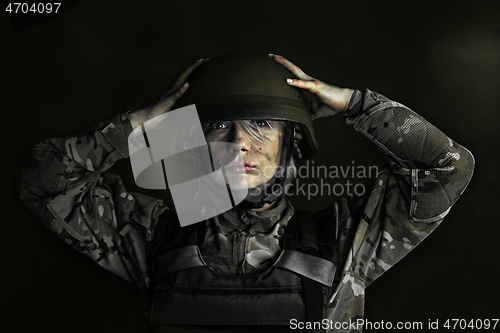 Image of Portrait of young female soldier