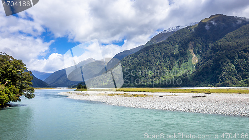 Image of river landscape scenery in south New Zealand
