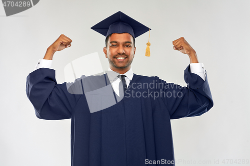 Image of happy indian graduate student in mortar board