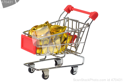 Image of Gold ingots in trolley