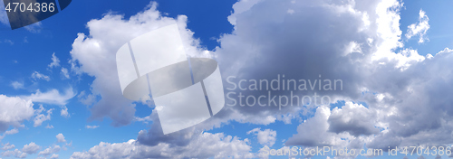 Image of Sky panorama with clouds as background