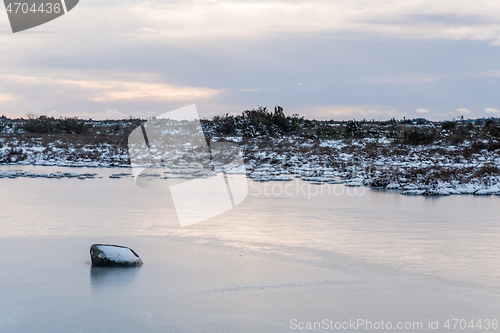 Image of Ice covered flooded landscape