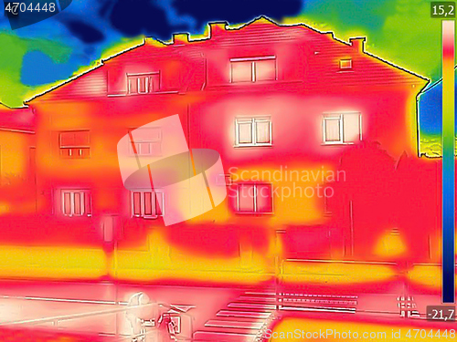 Image of Infrared thermovision image showing lack of thermal insulation o