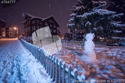 Image of snowy streets of the Alpine mountain village