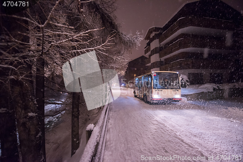 Image of Electric taxi bus in the car-free holiday montain resort