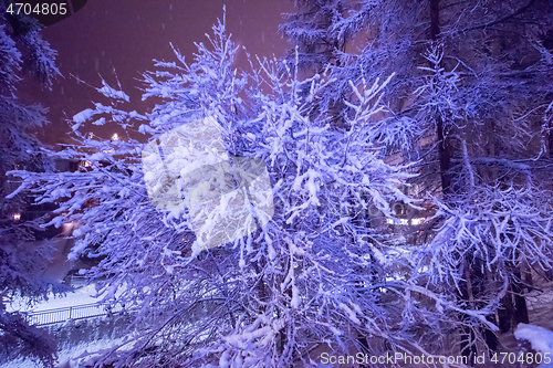 Image of snowy streets of the Alpine mountain village