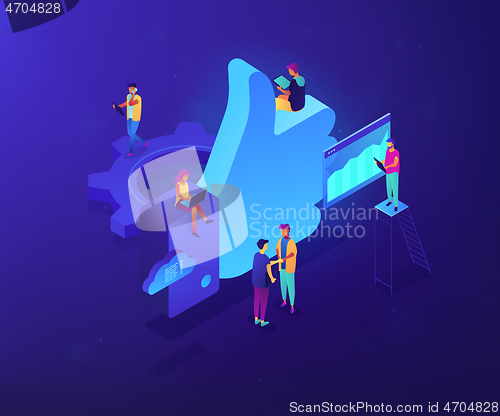 Image of Social media marketing isometric 3D concept illustration.