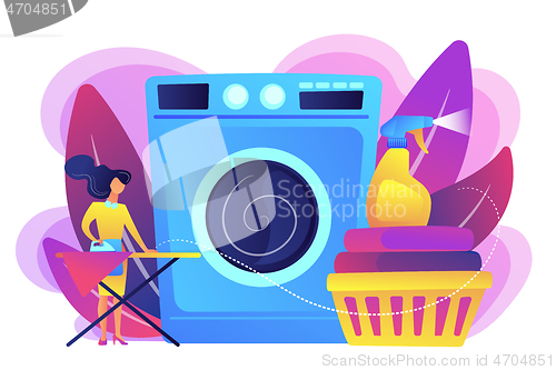 Image of Dry cleaning and laundering concept vector illustration.