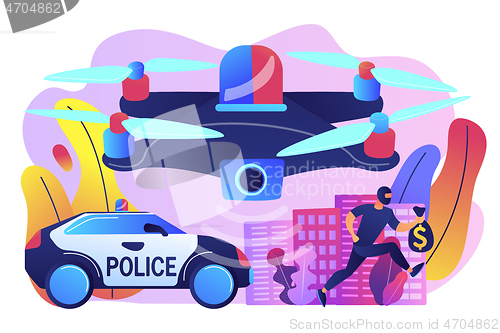Image of Law enforcement drones concept vector illustration.