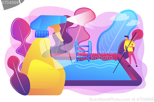 Image of Pool and outdoor cleaning concept vector illustration.