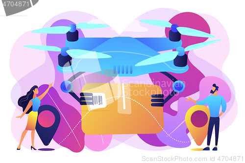 Image of Drone delivery concept vector illustration.