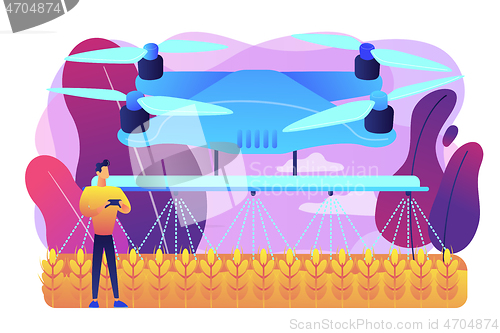 Image of Agriculture drone use concept vector illustration.