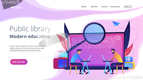 Image of Modern education and public library landing page.