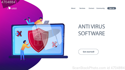 Image of Antivirus software concept landing page.