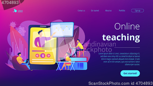 Image of Online teaching concept landing page.