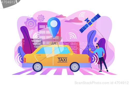 Image of Autonomous taxi concept vector illustration.