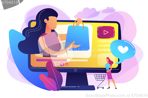 Image of Shopping sprees video concept vector illustration.