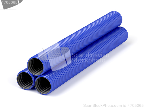 Image of Blue corrugated pipes