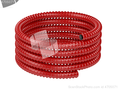 Image of Roll of red corrugated pipe